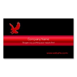 Red Eagle on black with red metallic look stripe Business Card Templates