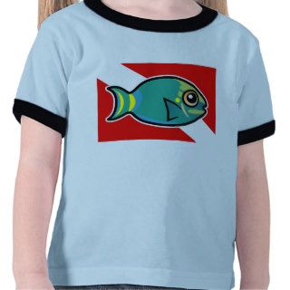 Cartoon Stoplight Parrotfish Dive Flag Tee Shirt