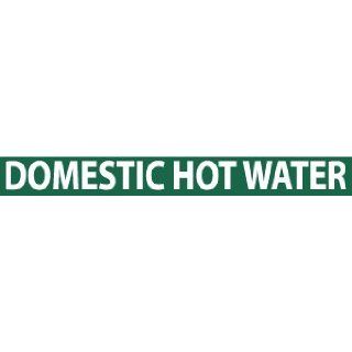 NMC B1286G Pipemarkers Sign, Legend "DOMESTIC HOT WATER", 9" Length x 1" Height, 3/4" Letter Size, Pressure Sensitive Vinyl, White on Green (Pack of 25) Industrial Pipe Markers