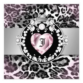 311 Leopard Tique Queen of Hearts Sweet 16 Custom Announcements
