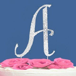 Fully Covered in Crystal Monogram Wedding Cake Topper Letter   Letter A Kitchen & Dining