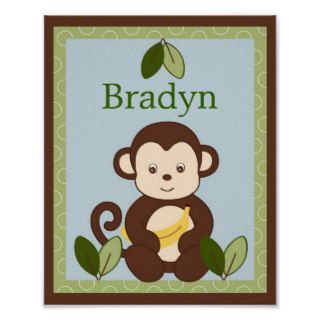 M is for Monkey Jungle Wall Art Name Print