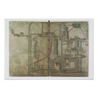 Ms R 171 f.285 Plan of Canterbury Cathedral and th Print