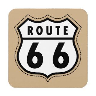 Tan Brown Route 66 road sign Coasters