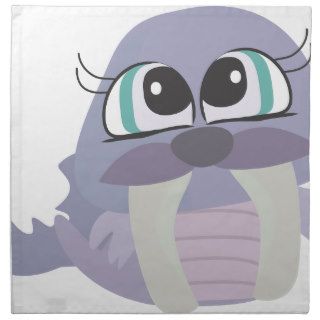 cute silly purple walrus vector character printed napkin