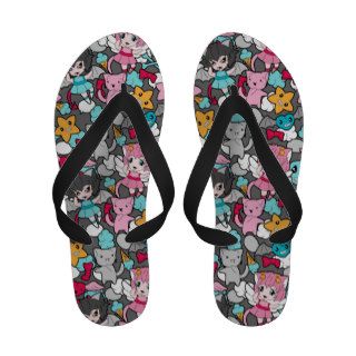 Pattern with kawaii doodle sandals