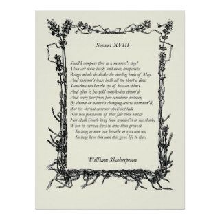 Sonnet # 18 by William Shakespeare Poster
