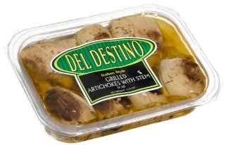 Del Destino Italian Style Grilled Artichoke Hearts With Stem in Oil, 13.75 Ounce Trays (Pack of 5)  Artichokes Produce  Grocery & Gourmet Food