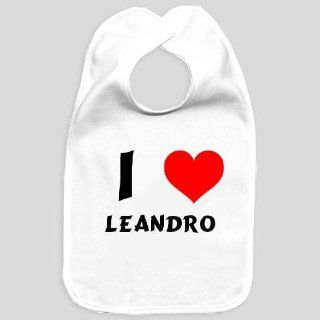 Baby bib with I Love Leandro (first name/surname/nickname) Baby
