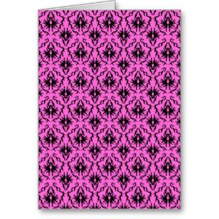 Bright Pink and Black Damask pattern. Cards
