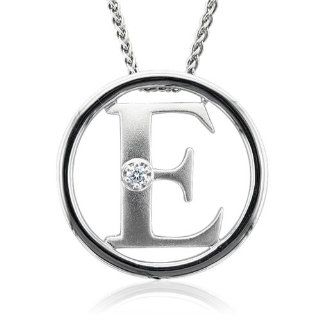Sterling Silver Alphabet Initial Letter E Diamond Pendant Necklace (HI, I1 I2, 0.05 carat) Bestsellers Jewelry