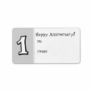 Silly Numbers 1 white Anniversary Gift Label