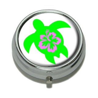 Hibiscus Hawaiian Turtle Pill Case Trinket Gift Box   Pillboxes