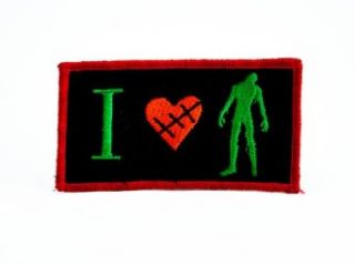 I Love Zombies Iron on Patch Heart Horror Evil Dead Applique Clothing
