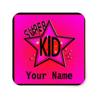 Star  Super Kid Name Pink Custom Stickers