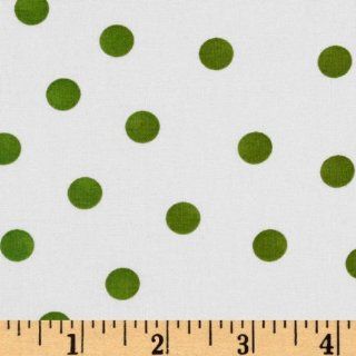 44'' Wide Rose Cottage Dots White/Lime Fabric By The Yard