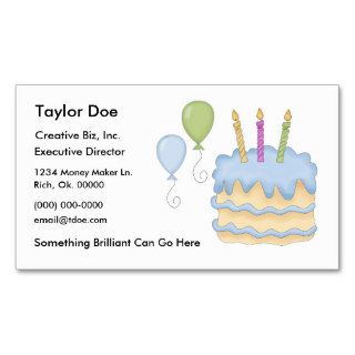 Happy Birthday Blue Boy Balloons Cake Business Card Templates