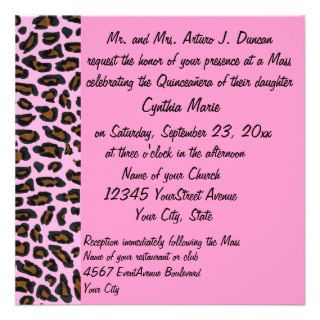 Quinceanera Pink Leopard Print Invitations