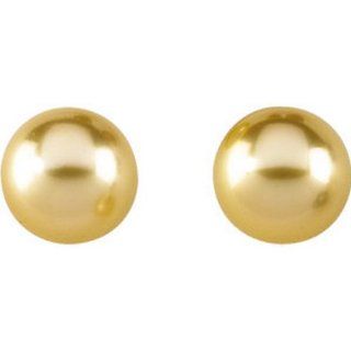 IceCarats Designer Jewelry 14K Yellow Gold South Sea Golden Pearl Earrings. Pair 10.00 Mm Near Round Stud Earrings Jewelry