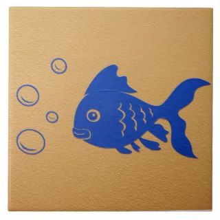 Blue fish wall decal tiles