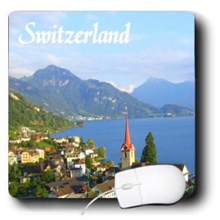 mp_155661_1 InspirationzStore Photography   Switzerland tourist travel souvenir   Swiss landscape photo of pretty lake town Weggis near Lucerne   Mouse Pads 
