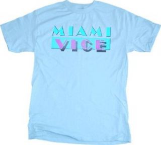 Miami Vice Logo Mens Light Blue T shirt Clothing