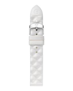 18mm Quilted Silicone Strap, White   MICHELE   White (18mm )