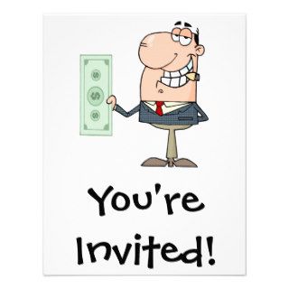 funny money hungry rich businessman cartoon personalized announcement