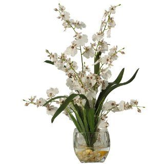 Nearly Natural 1119 WH White Dancing Lady Orchid Liquid Illusion Silk Flower Arrangement   Artificial Mixed Flower Arrangements