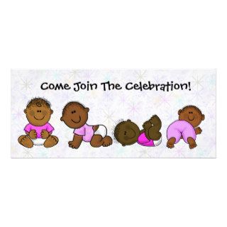 Brown Baby Girls Shower Invitation  Cartoon Fun