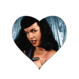 Bettie Page Vintage Pinup colored by Thomas Mason Heart Sticker