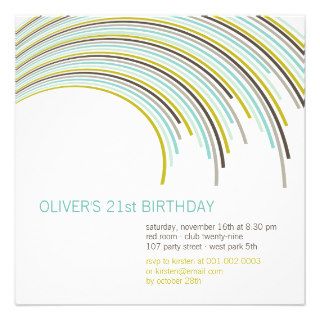 Color Party Stripes 21st Adult Birthday Invitation