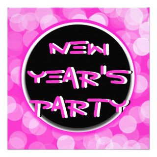 Retro modern New Year holiday party hot pink black Custom Invite