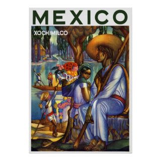Xochimilco Mexico ~ Vintage Mexian Travel Poster