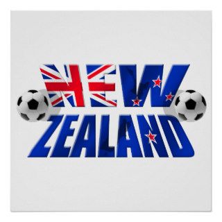New Zealand Soccer logo NZ 2010 Football flag Poster
