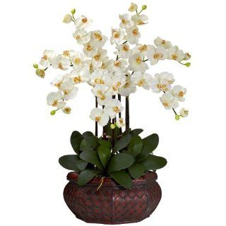 Nearly Natural 1201 CR Large Phalaenopsis Silk Flower Arrangement, Cream   Artificial Mixed Flower Arrangements