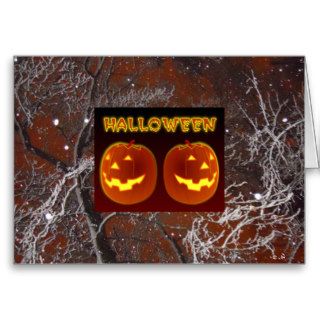 Eerie Scary Halloween Night Trees and Pumpkins Cards