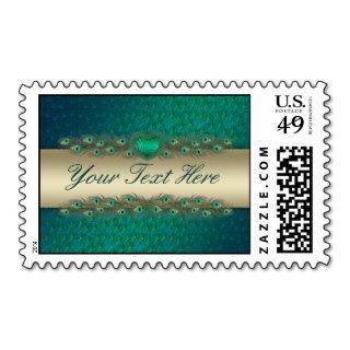 Peacock feather text banner template postage