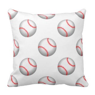 White Baseball Red Stitching Throw Pillow
