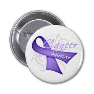 Lavender Ribbon   Cancer Survivor Pinback Button