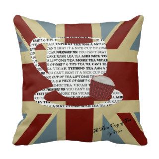 VintageUnion Jack British Tea Theme Pillow/Cushion