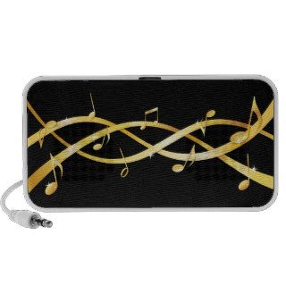 Twisted golden staff lines with musical notes iPad Portable Speaker