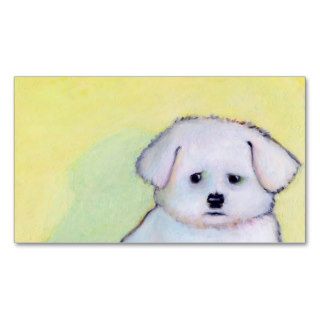White dog art drawing cute little worried puppy business card