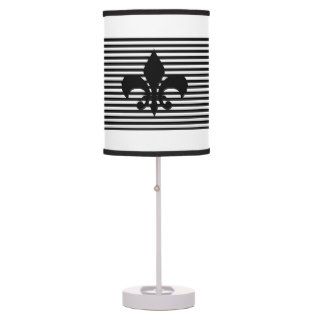 Black And White Fleur de lis Pattern Desk Lamp