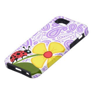 Purple Paisley Pattern; Ladybug iPhone 5 Case