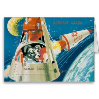 Laika First Dog In Space Note Card by Brad Hines