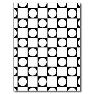 Black & White Checkers & Circle Postcards