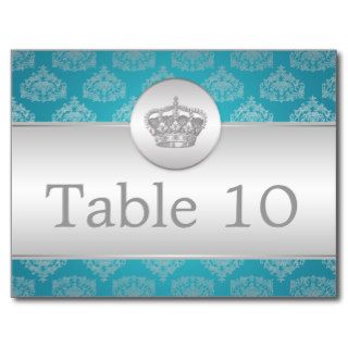Elegant Table Number Royal Crown Blue Postcard