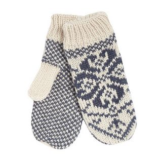 Mantaray Cream knitted fleece mittens