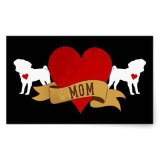 Pug Mom [Tattoo style] Rectangular Stickers